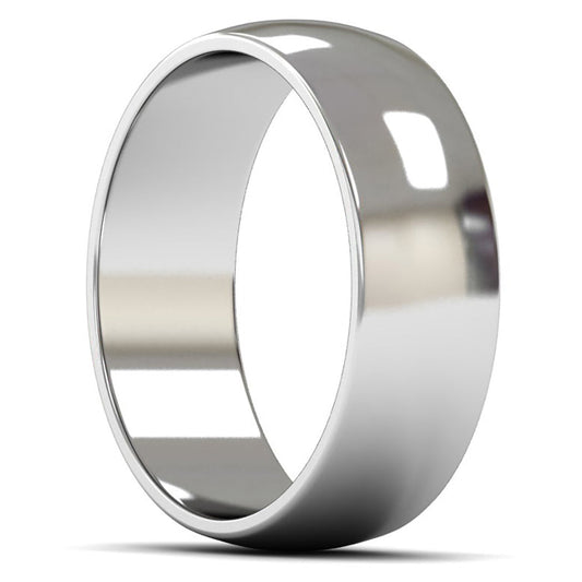 Platinum 950 7mm Light Weight D Shape Wedding Ring