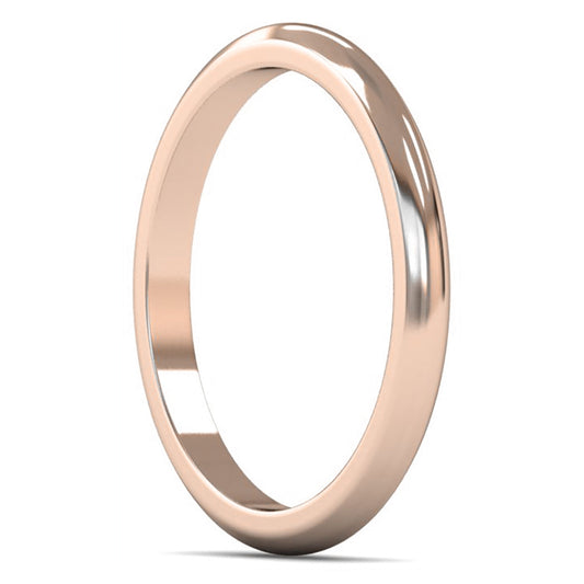 9ct Rose Gold 2mm Medium Weight D Shape Wedding Ring