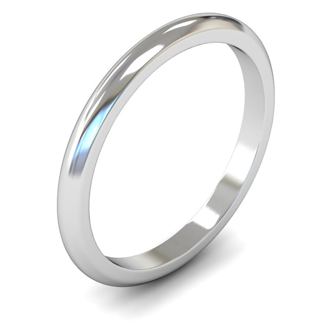 Palladium 500 2mm Medium Weight D Shape Wedding Ring