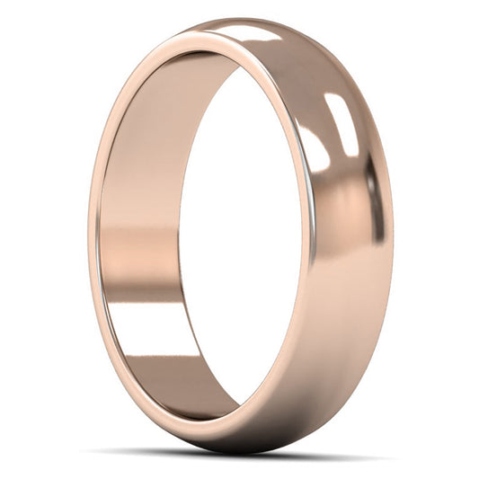 14ct Rose Gold 5mm Medium Weight D Shape Wedding Ring