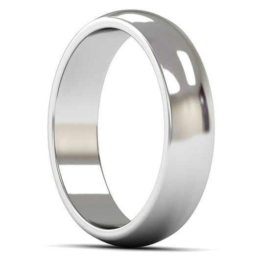 14ct White Gold 5mm Medium Weight D Shape Wedding Ring