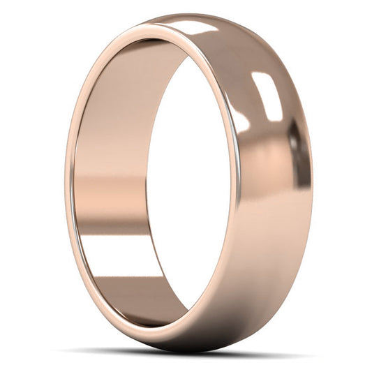 18ct Rose Gold 6mm Medium Weight D Shape Wedding Ring
