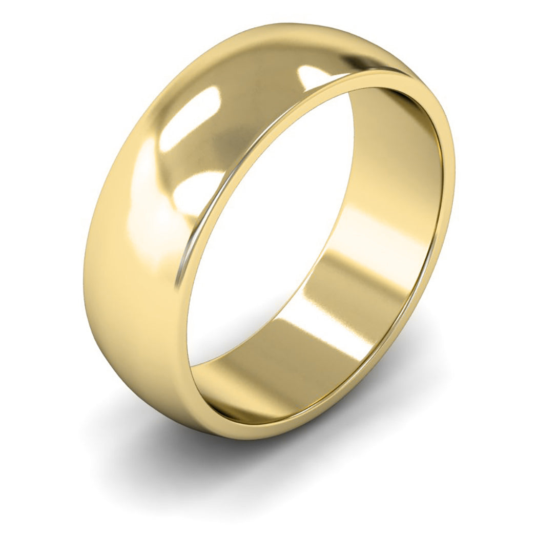 14ct Yellow Gold 7mm Medium Weight D Shape Wedding Ring