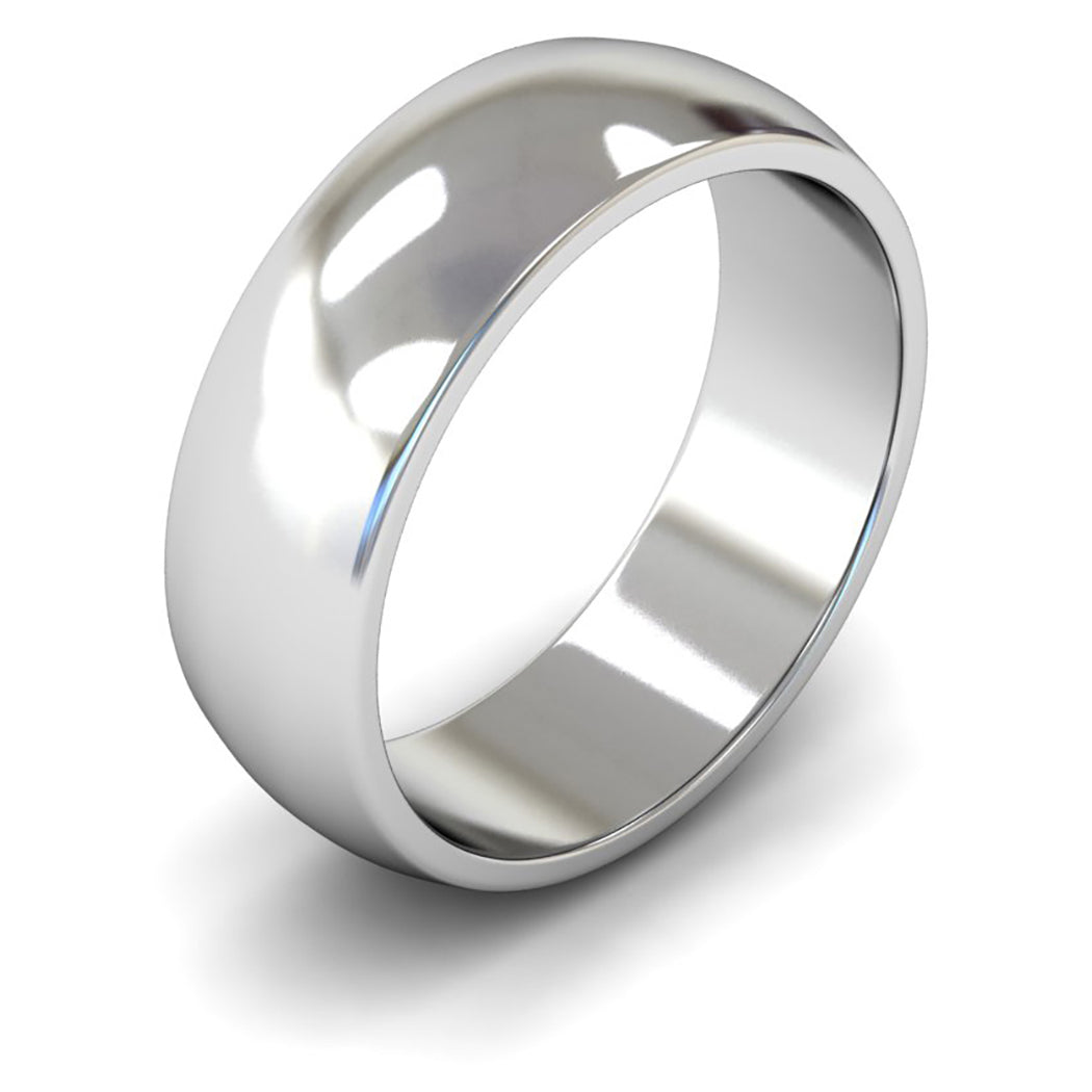 Platinum 950 7mm Medium Weight D Shape Wedding Ring