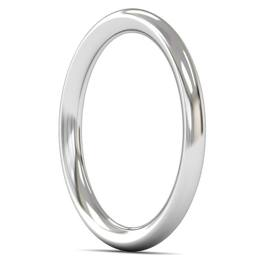 18ct White Fairtrade Gold 2mm Heavy Weight Traditional Court Wedding Ring