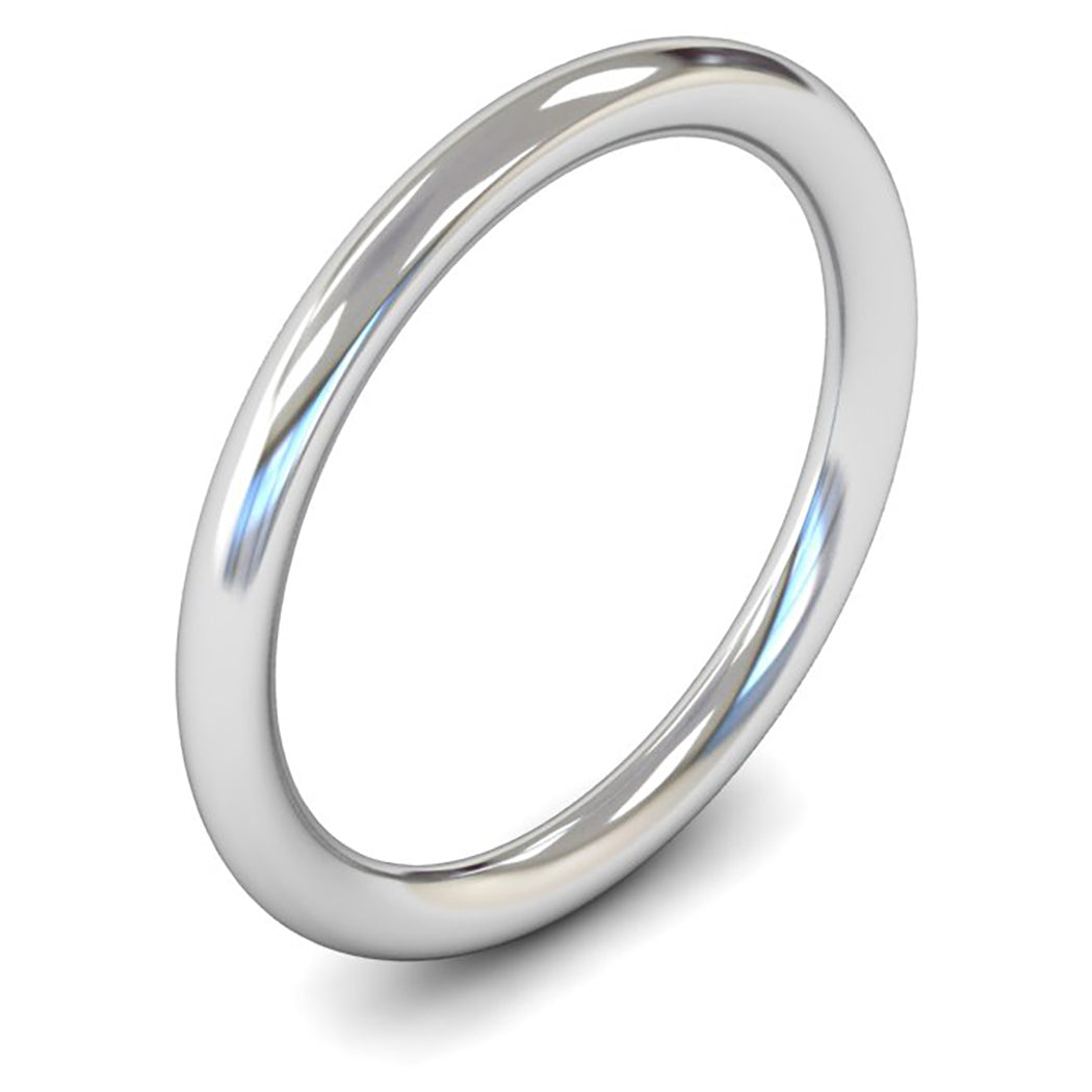 9ct White Fairtrade Gold 2mm Heavy Weight Traditional Court Wedding Ring