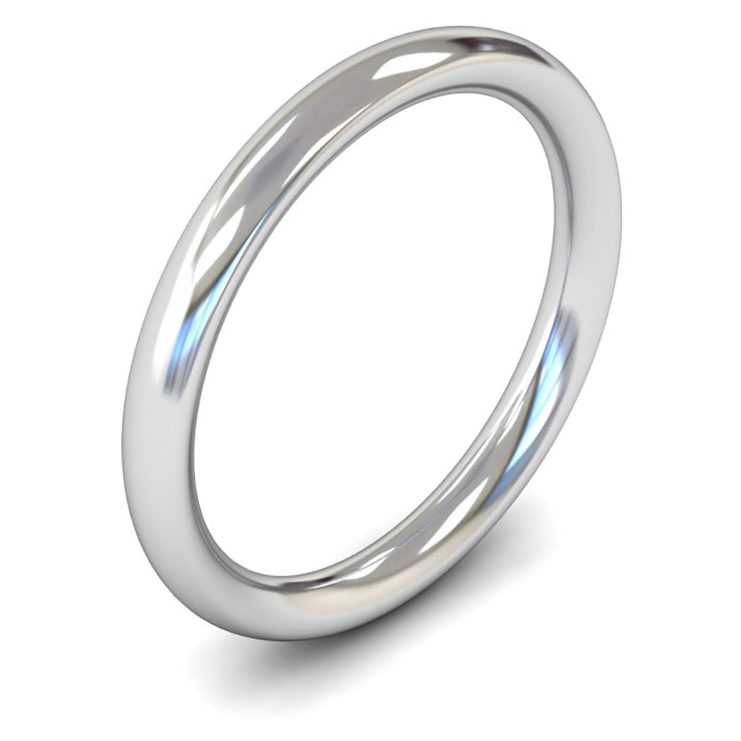 18ct White Fairtrade Gold 2.5mm Heavy Weight Traditional Court Wedding Ring