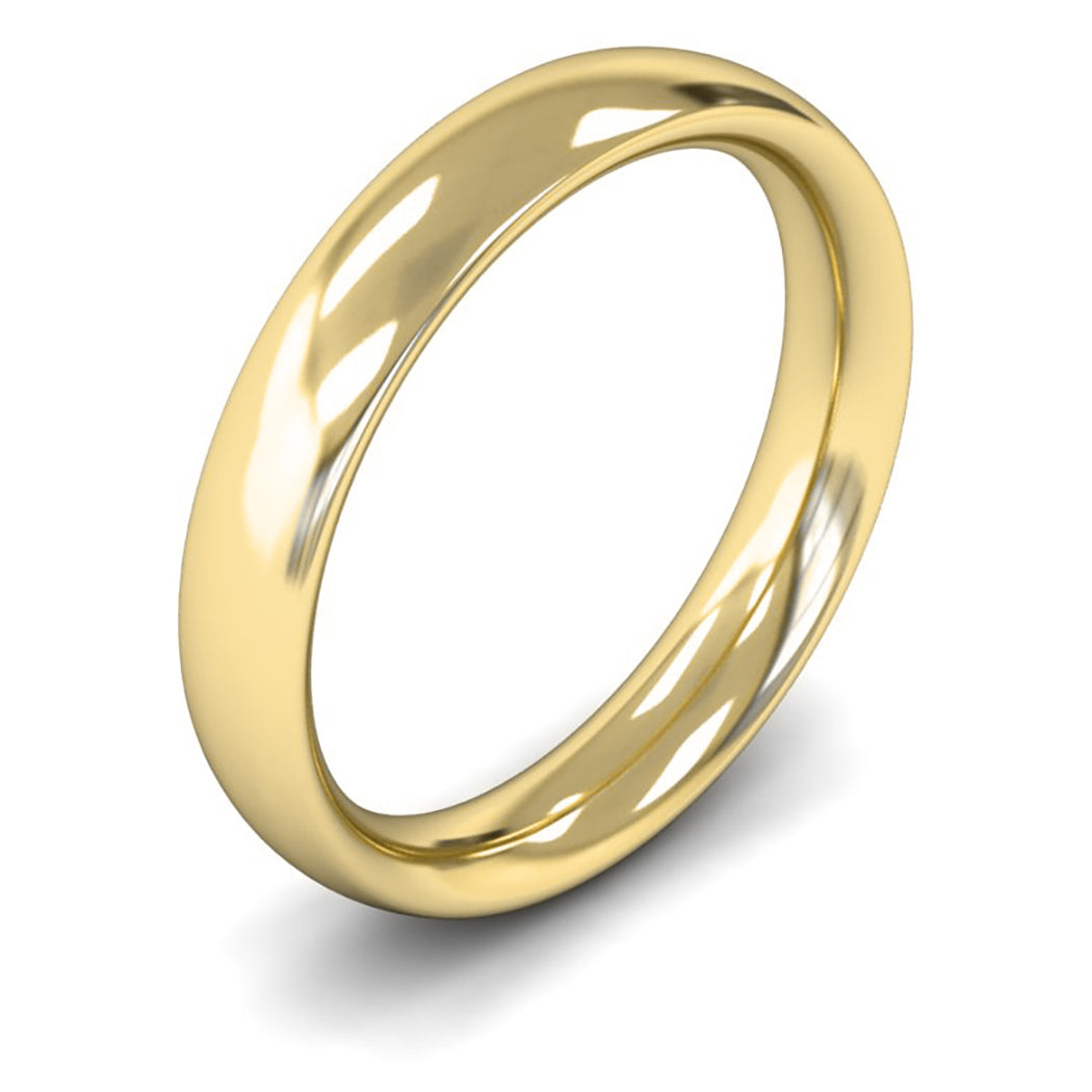 14ct Yellow Fairtrade Gold 4mm Heavy Weight Traditional Court Wedding Ring