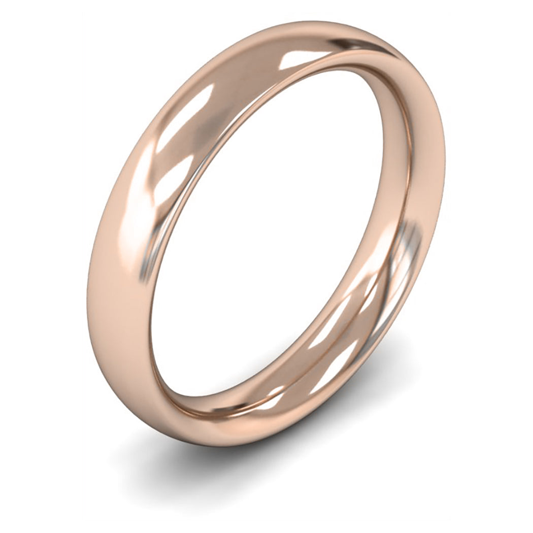 9ct Rose Fairtrade Gold 4mm Heavy Weight Traditional Court Wedding Ring