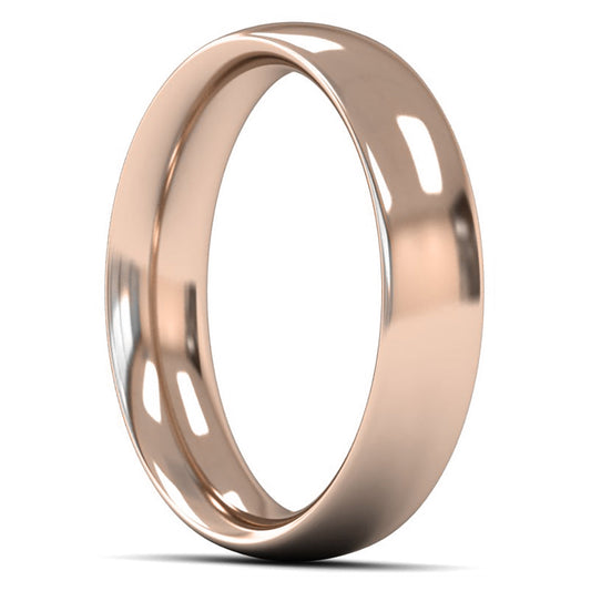 14ct Rose Fairtrade Gold 5mm Heavy Weight Traditional Court Wedding Ring