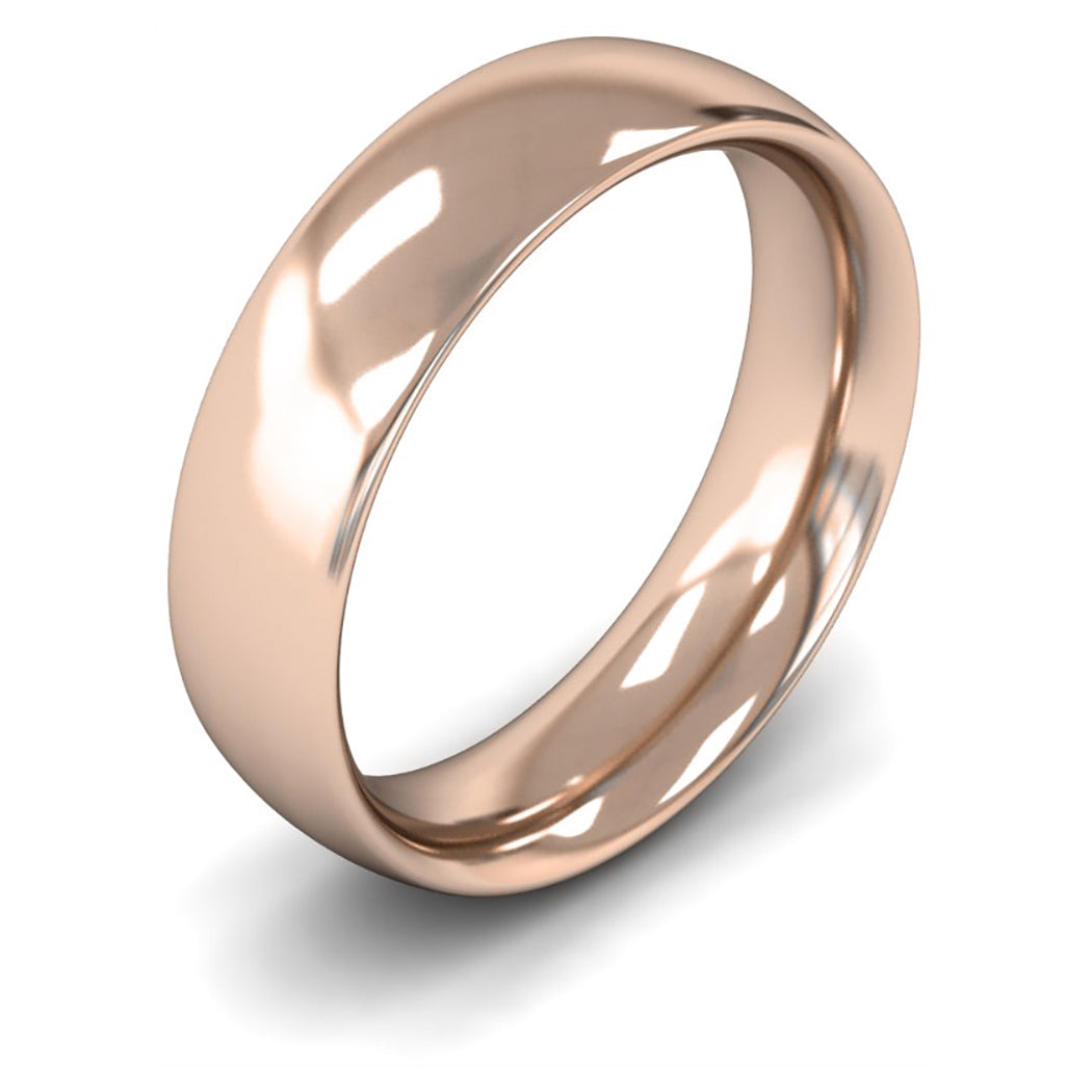 9ct Rose Gold 6mm Heavy Weight Traditional Court Wedding Ring