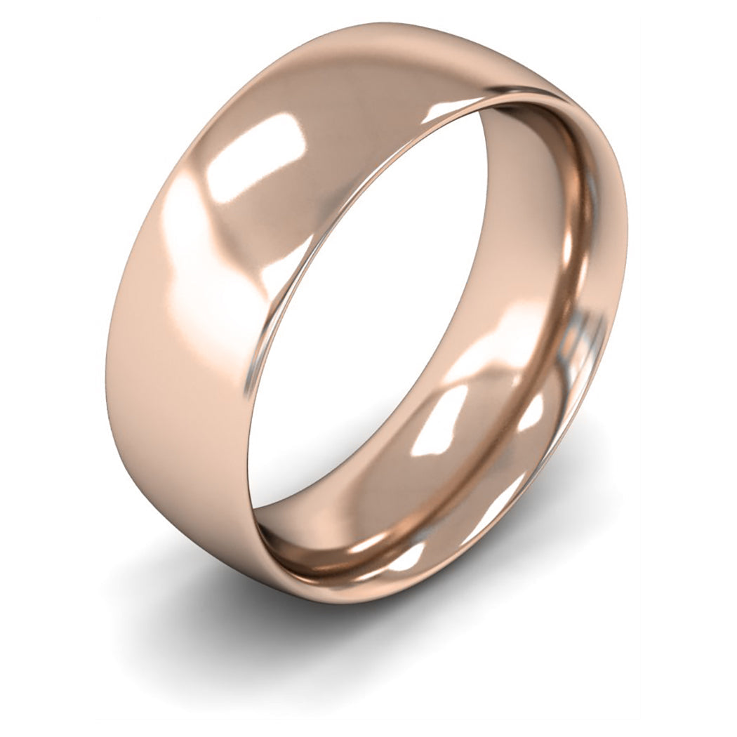 9ct Rose Gold 8mm Heavy Weight Traditional Court Wedding Ring