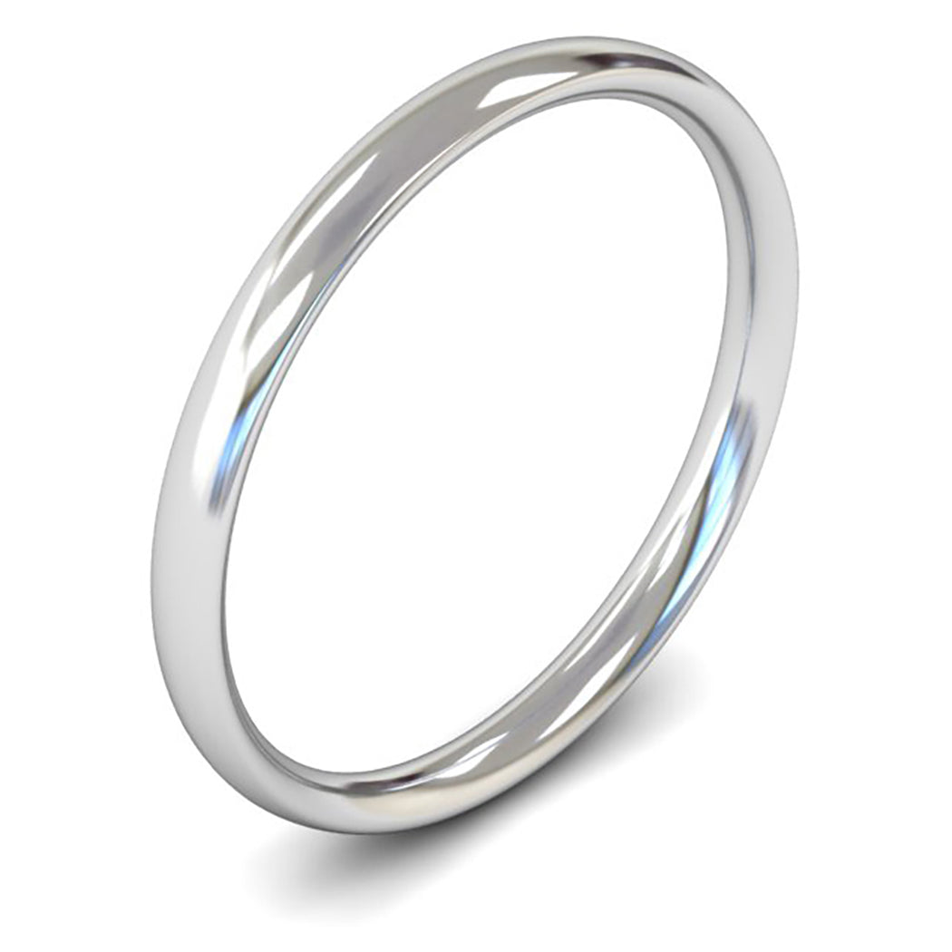 14ct White Gold 2mm Light Weight Traditional Court Wedding Ring