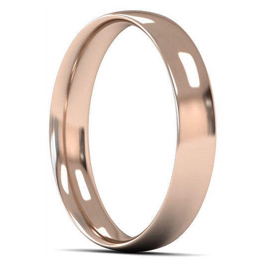 14ct Rose Gold 4mm Light Weight Traditional Court Wedding Ring