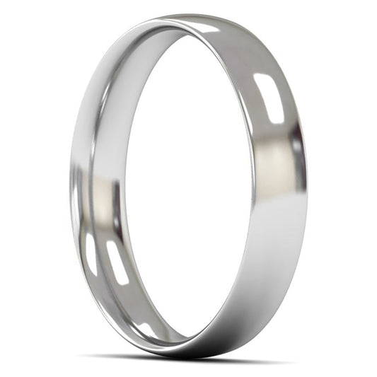18ct White Fairtrade Gold 4mm Light Weight Traditional Court Wedding Ring