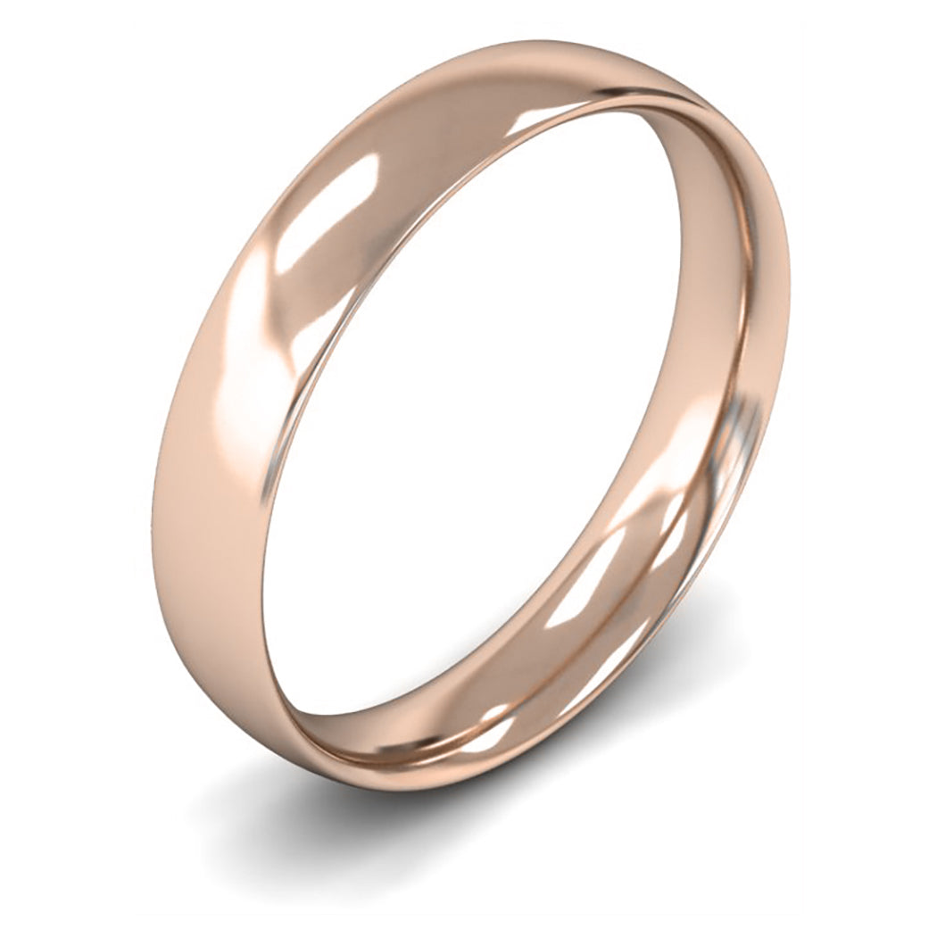 9ct Rose Gold 4mm Light Weight Traditional Court Wedding Ring