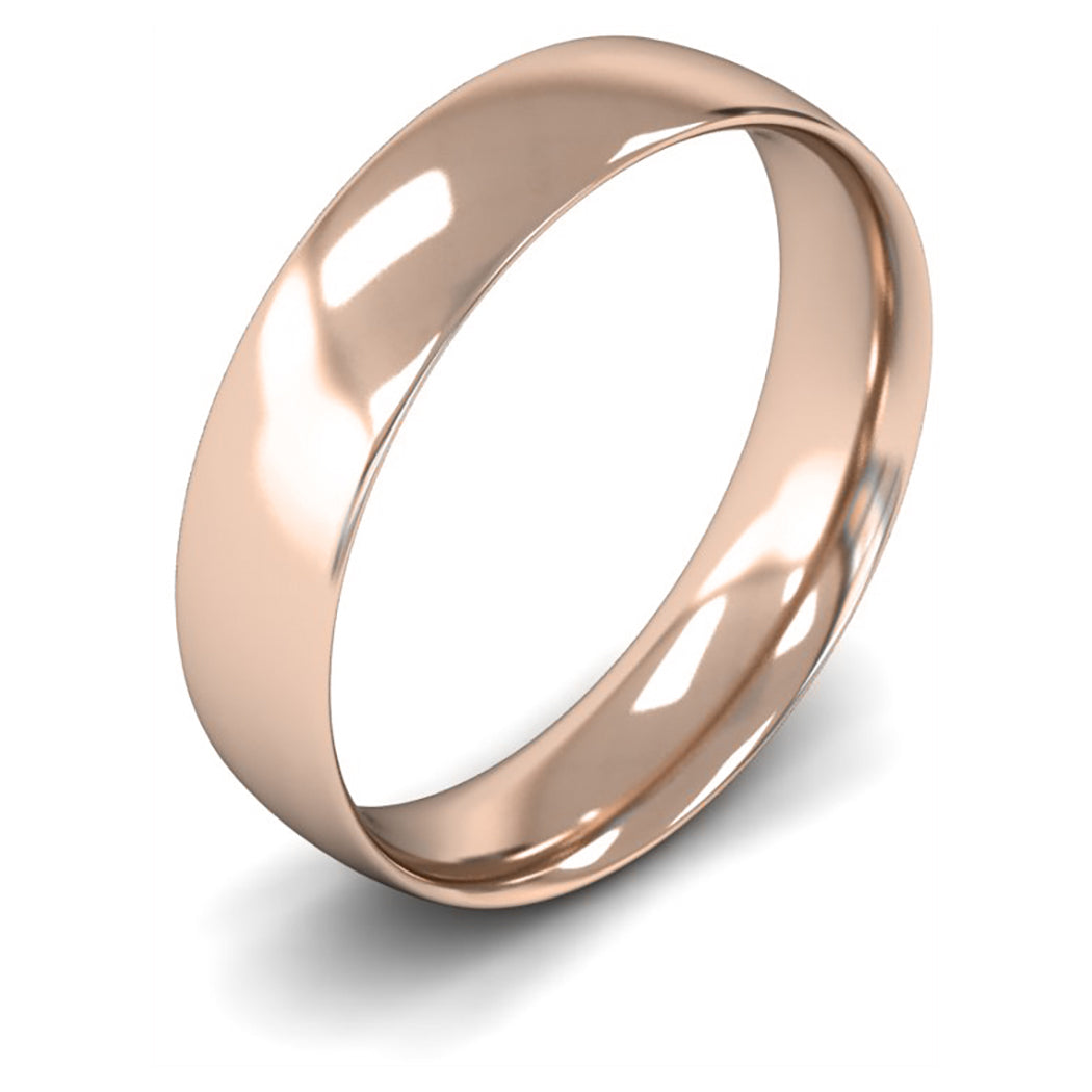 14ct Rose Fairtrade Gold 5mm Light Weight Traditional Court Wedding Ring