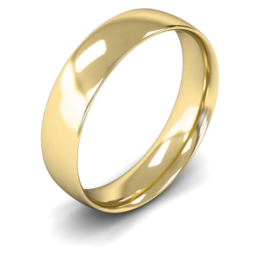 9ct Yellow Gold 5mm Light Weight Traditional Court Wedding Ring