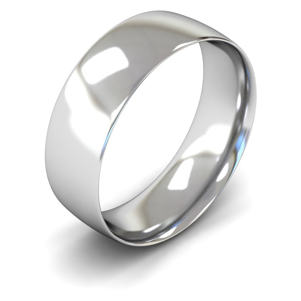 18ct White Gold 7mm Light Weight Traditional Court Wedding Ring