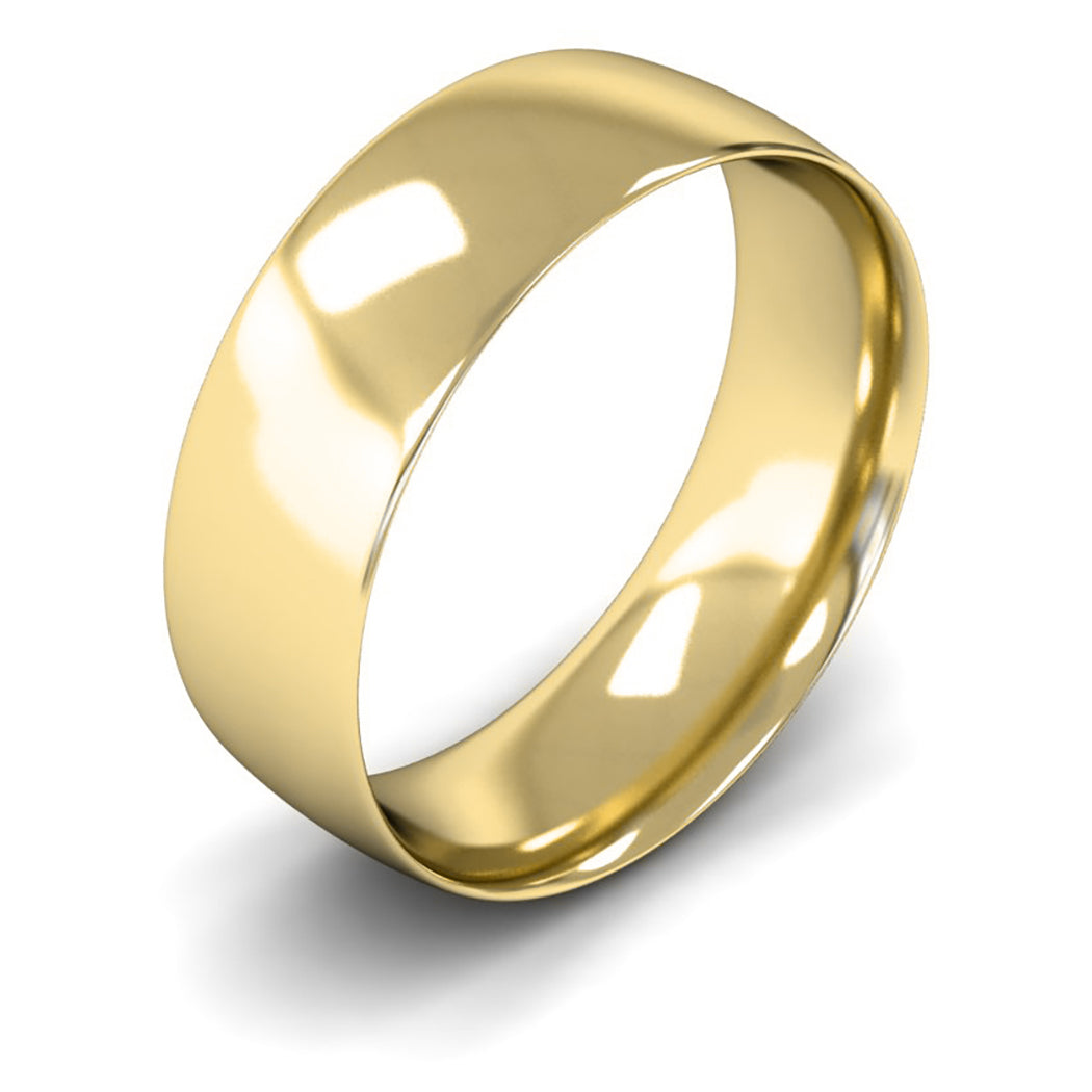 9ct Yellow Fairtrade Gold 7mm Light Weight Traditional Court Wedding Ring