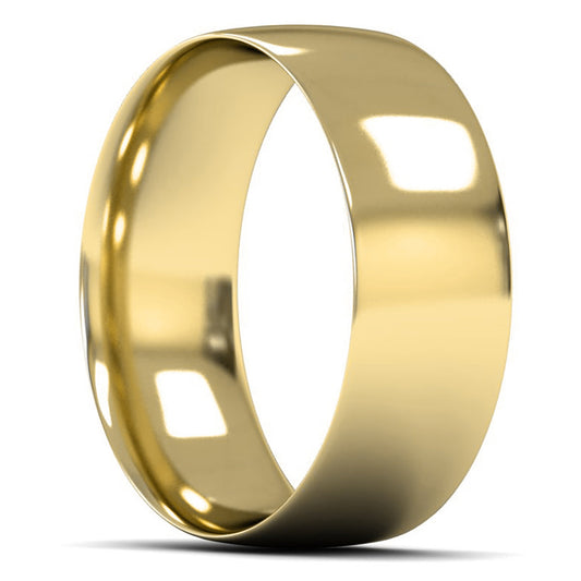 9ct Yellow Gold 8mm Light Weight Traditional Court Wedding Ring