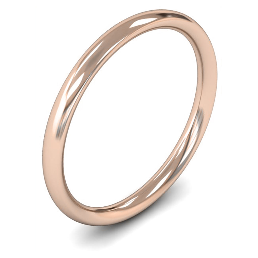 9ct Rose Gold 2mm Medium Weight Traditional Court Wedding Ring