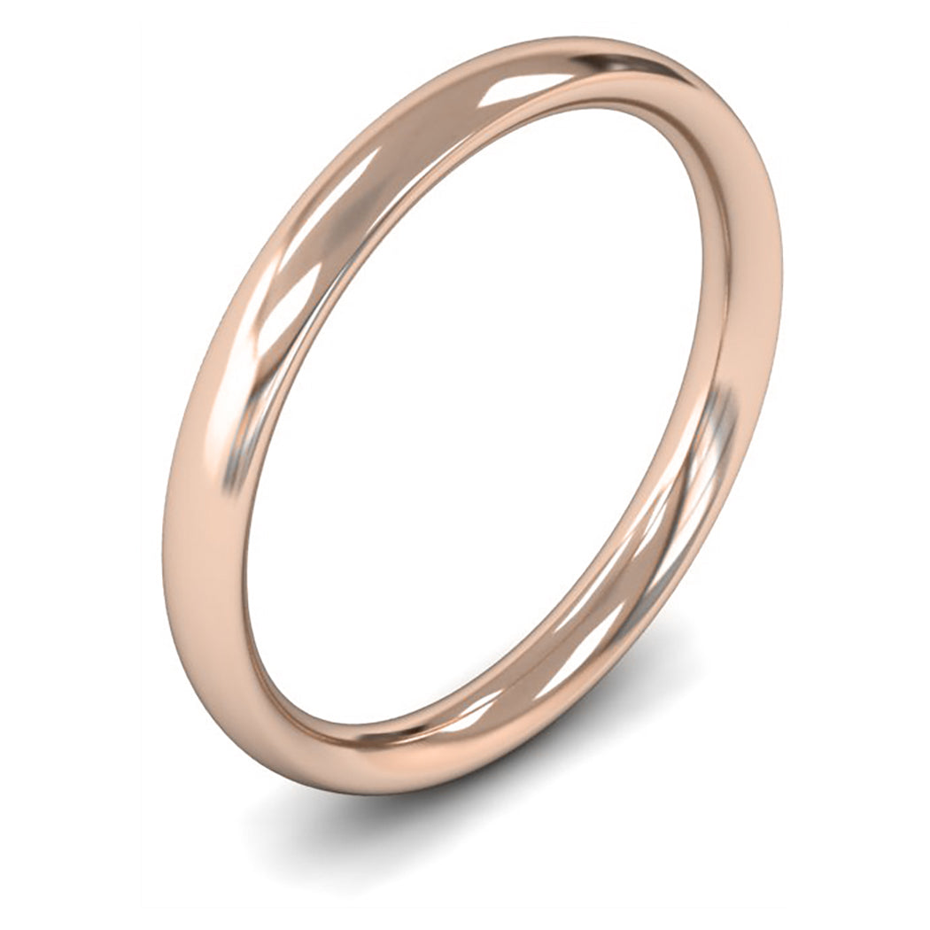 18ct Rose Fairtrade Gold 2.5mm Medium Weight Traditional Court Wedding Ring