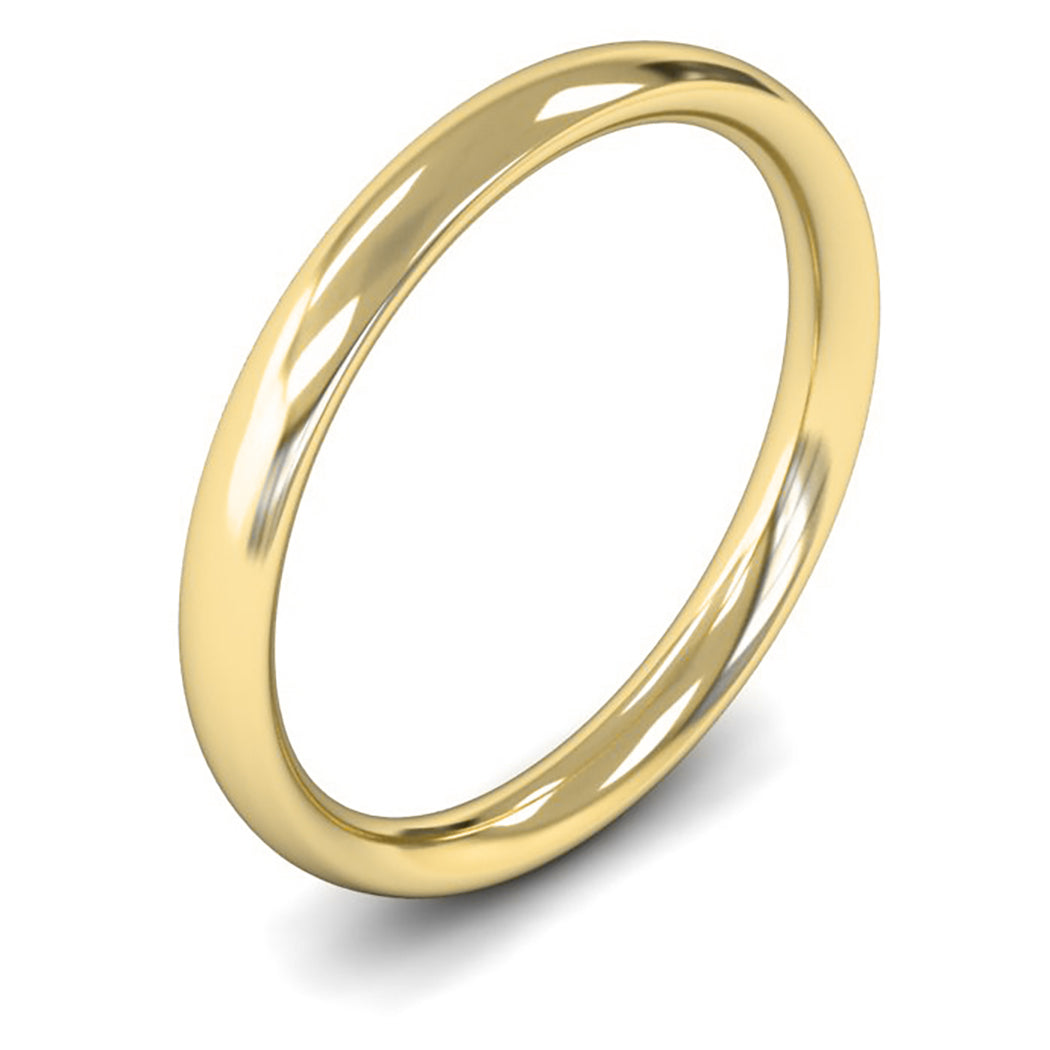 18ct Yellow Fairtrade Gold 2.5mm Medium Weight Traditional Court Wedding Ring
