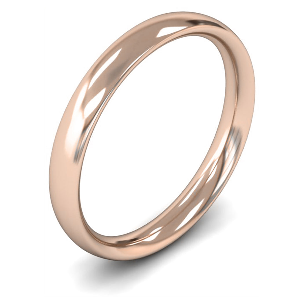 9ct Rose Gold 3mm Medium Weight Traditional Court Wedding Ring