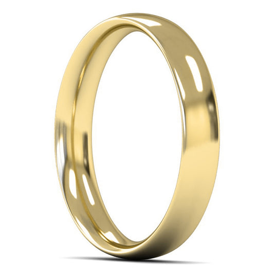 14ct Yellow Gold 4mm Medium Weight Traditional Court Wedding Ring