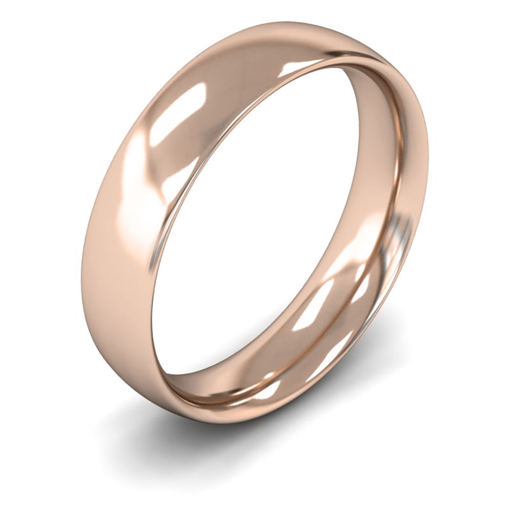 14ct Rose Fairtrade Gold 5mm Medium Weight Traditional Court Wedding Ring