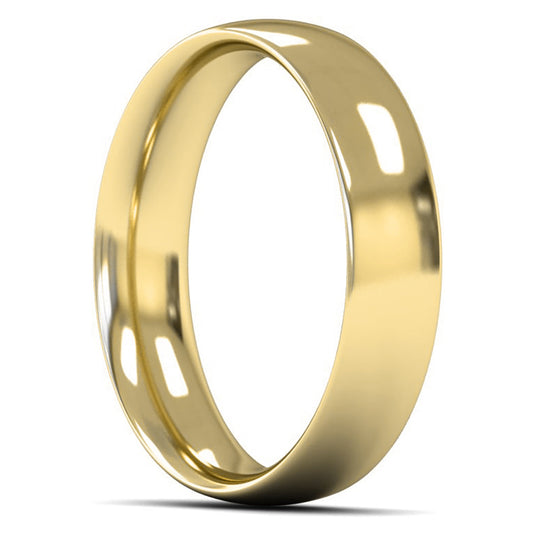 14ct Yellow Gold 5mm Medium Weight Traditional Court Wedding Ring