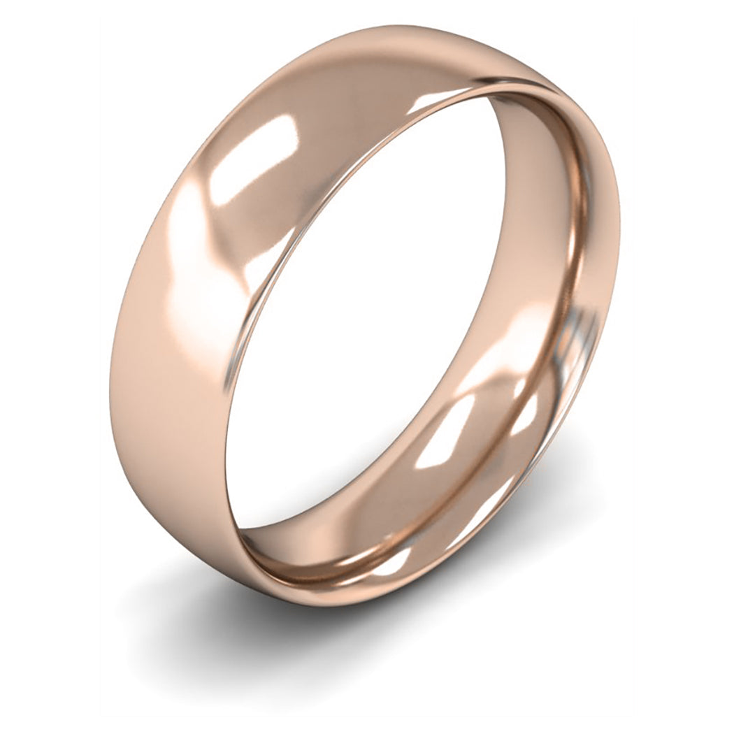 14ct Rose Gold 6mm Medium Weight Traditional Court Wedding Ring