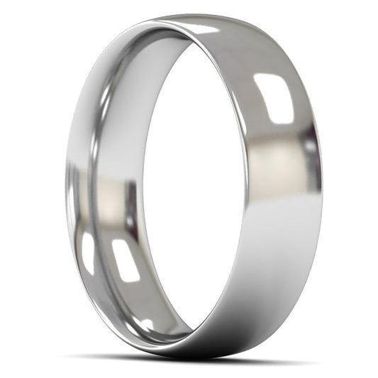 14ct White Fairtrade Gold 6mm Medium Weight Traditional Court Wedding Ring
