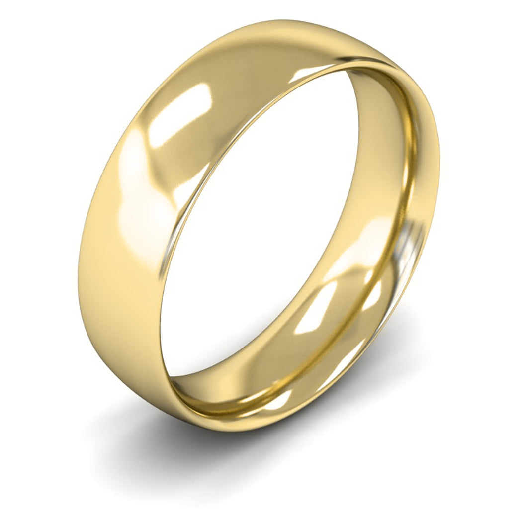 14ct Yellow Gold 6mm Medium Weight Traditional Court Wedding Ring