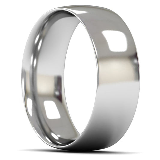9ct White Fairtrade Gold 8mm Medium Weight Traditional Court Wedding Ring