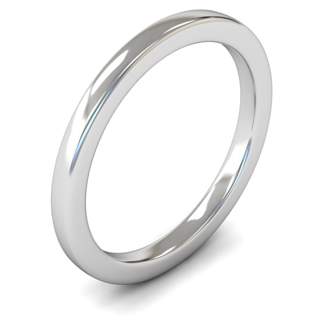Platinum 950 2mm Heavy Weight Cushion Court Wedding Ring
