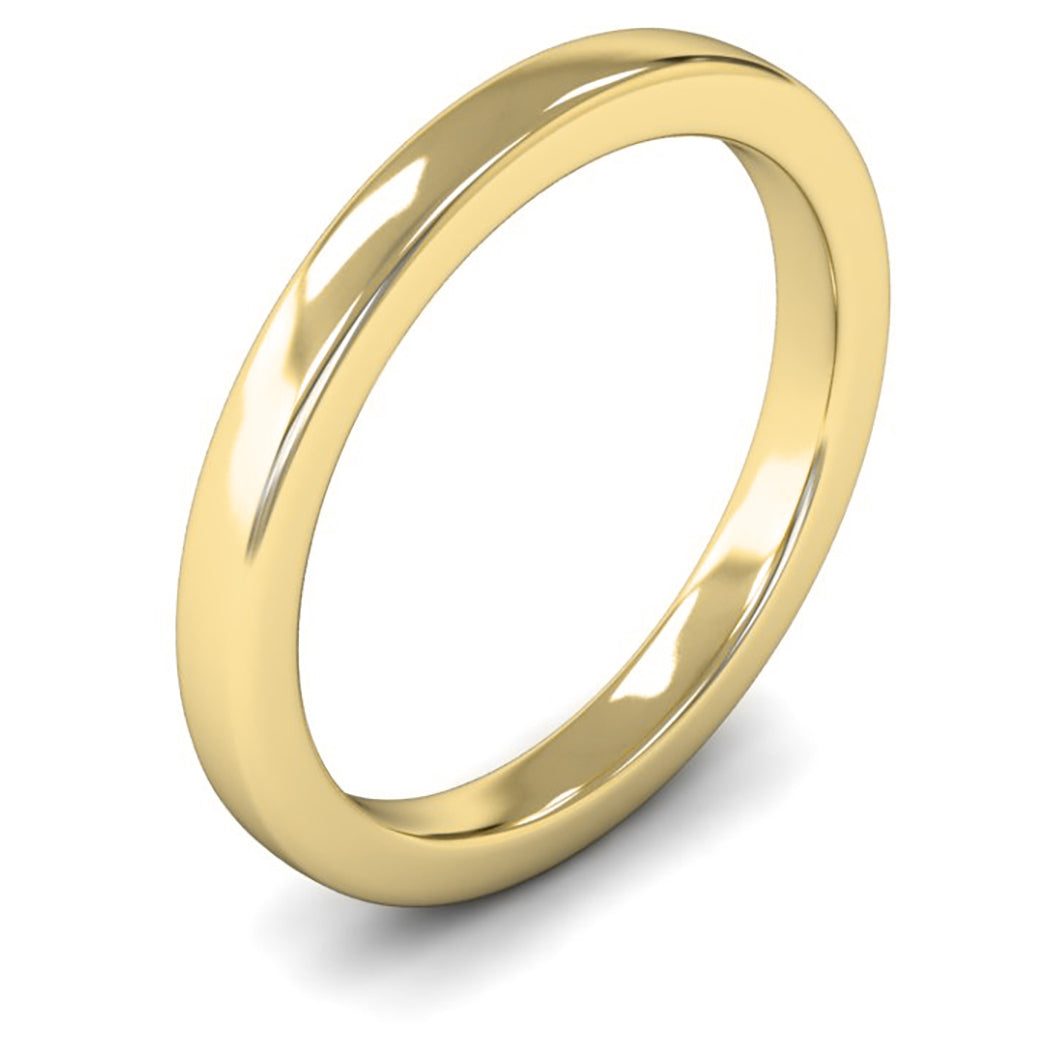 18ct Yellow Gold 2.5mm Heavy Weight Cushion Court Wedding Ring