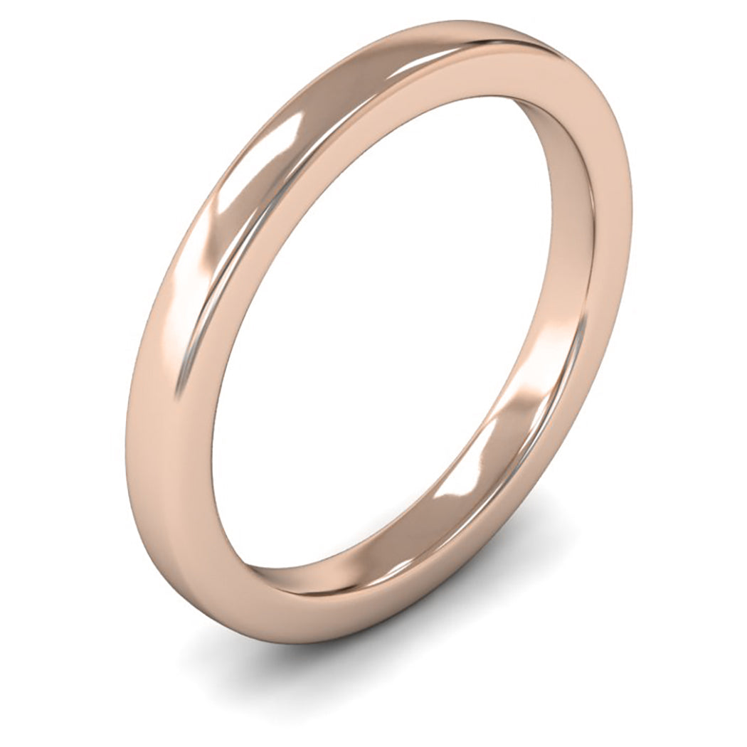 9ct Rose Gold 2.5mm Heavy Weight Cushion Court Wedding Ring