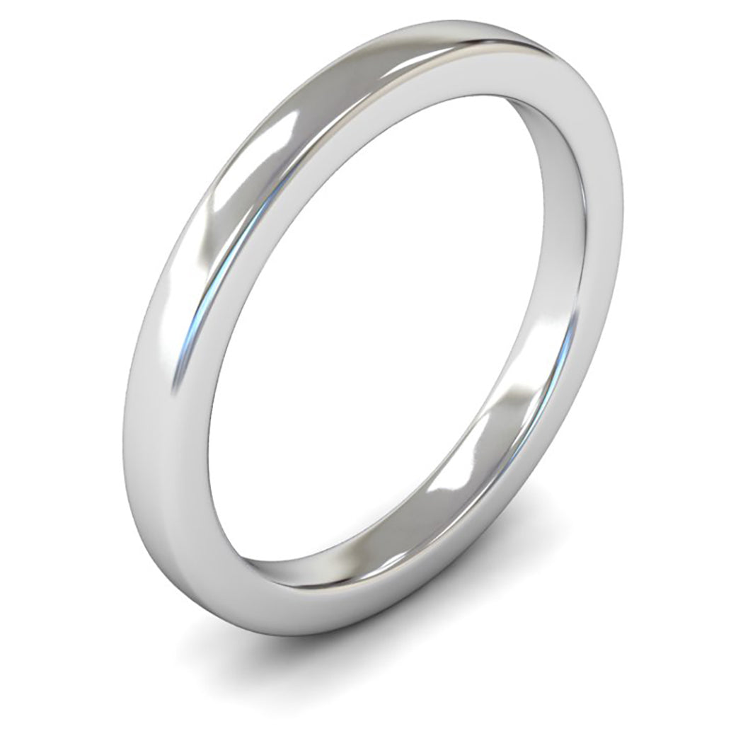 9ct White Gold 2.5mm Heavy Weight Cushion Court Wedding Ring