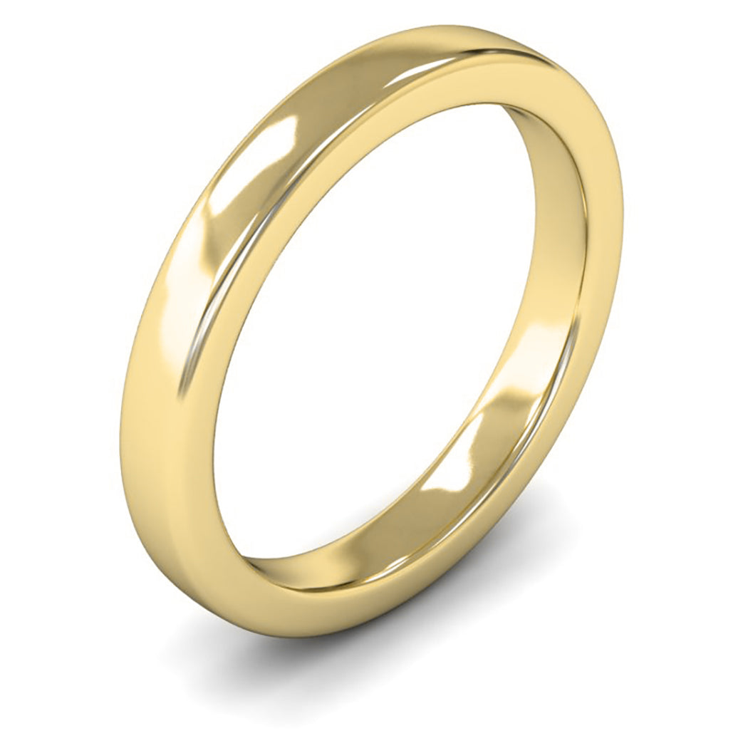 9ct Yellow Gold 3mm Heavy Weight Cushion Court Wedding Ring