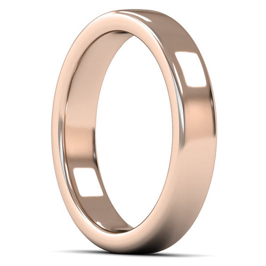 14ct Rose Gold 4mm Heavy Weight Cushion Court Wedding Ring