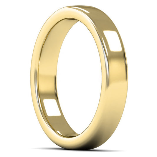 9ct Yellow Gold 4mm Heavy Weight Cushion Court Wedding Ring
