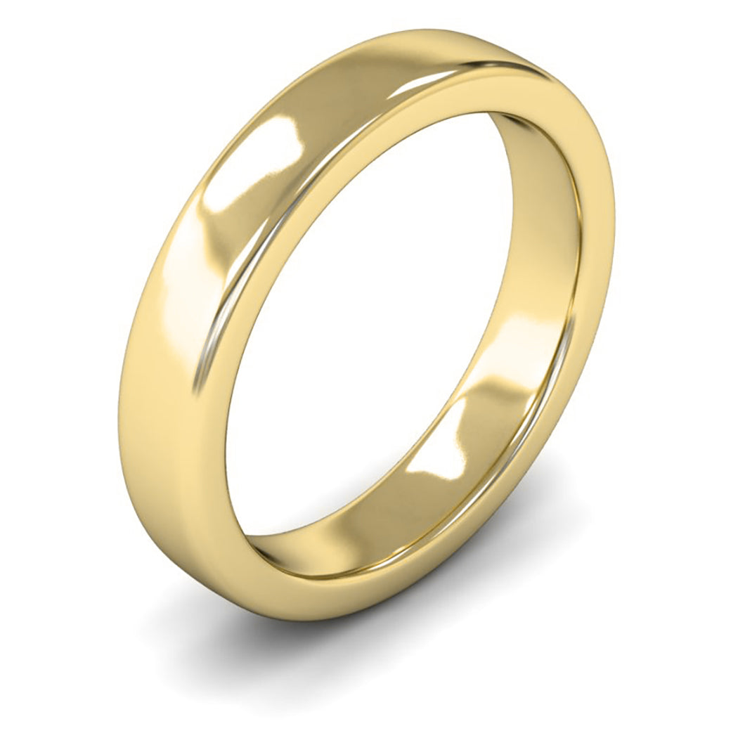 9ct Yellow Gold 4mm Heavy Weight Cushion Court Wedding Ring