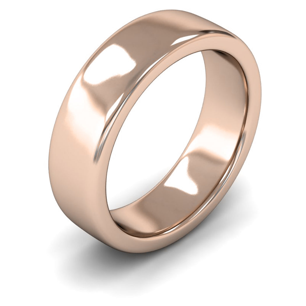 18ct Rose Fairtrade Gold 6mm Heavy Weight Cushion Court Wedding Ring