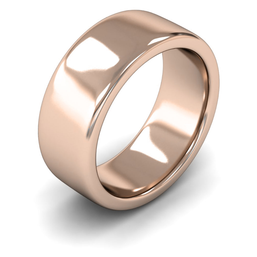 14ct Rose Gold 8mm Heavy Weight Cushion Court Wedding Ring