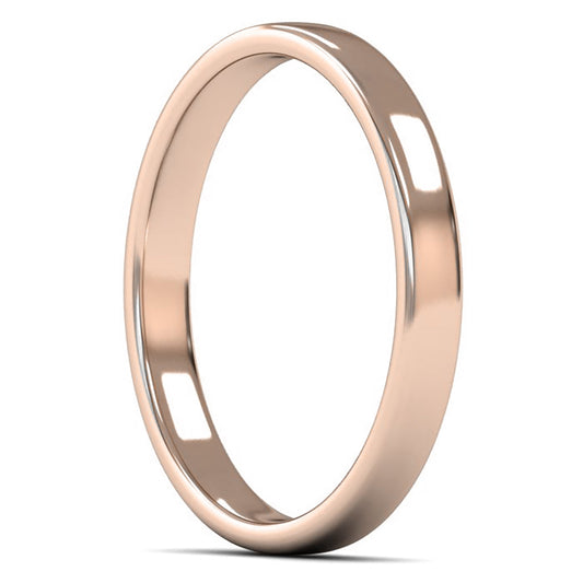 9ct Rose Gold 2.5mm Light Weight Cushion Court Wedding Ring