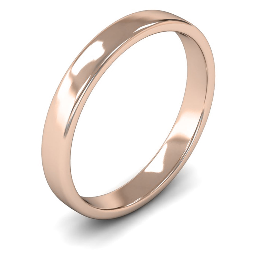 18ct Rose Gold 3mm Light Weight Cushion Court Wedding Ring