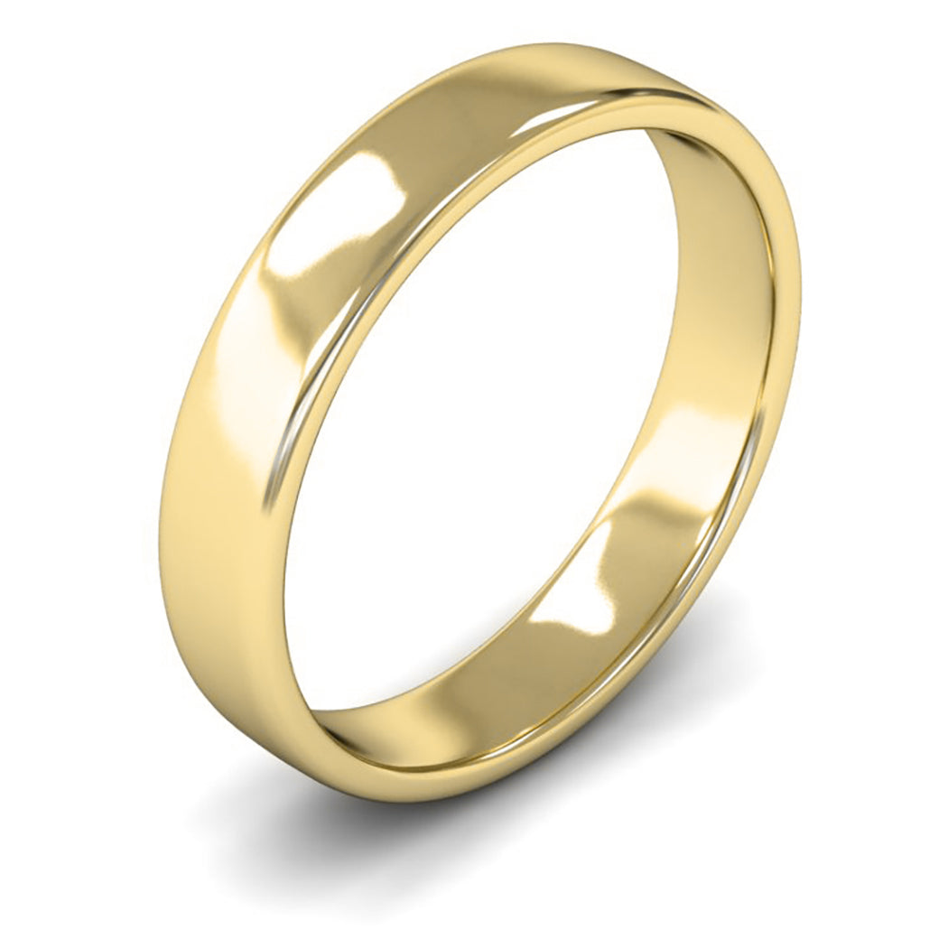 9ct Yellow Gold 4mm Light Weight Cushion Court Wedding Ring