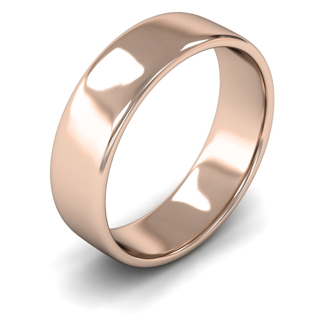 14ct Rose Fairtrade Gold 6mm Light Weight Cushion Court Wedding Ring